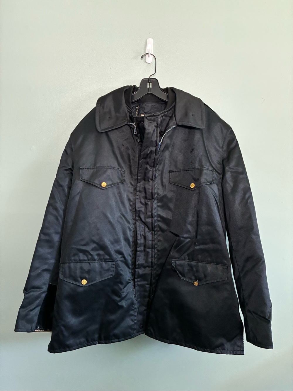 NYPD 90s Gerber Mens Field Jacket Utility Coat  bomber-style Double Layer Safety